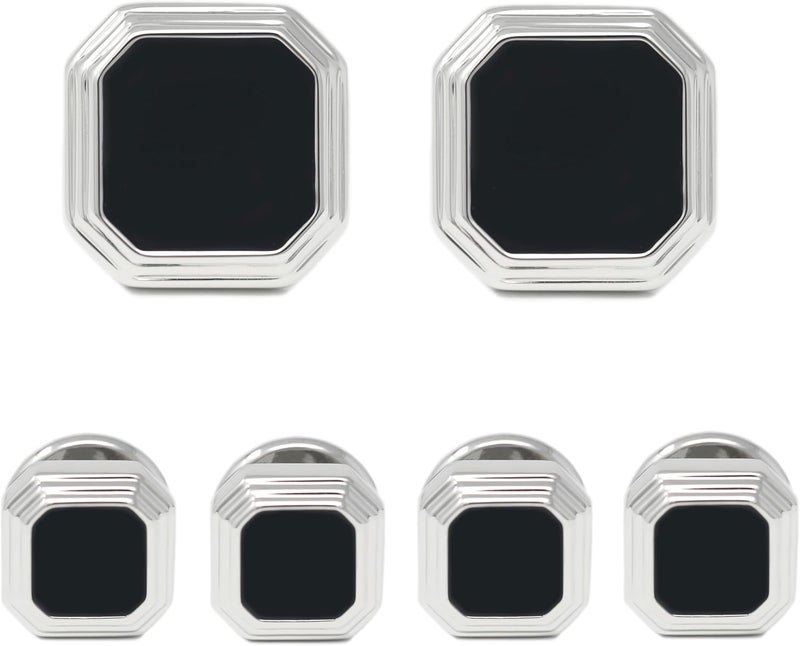 MENDEPOT Men Formal Wear Dress Shirt Cufflinks And Studs Set With Box Wedding Groom Groomsmen Gift - Image 1